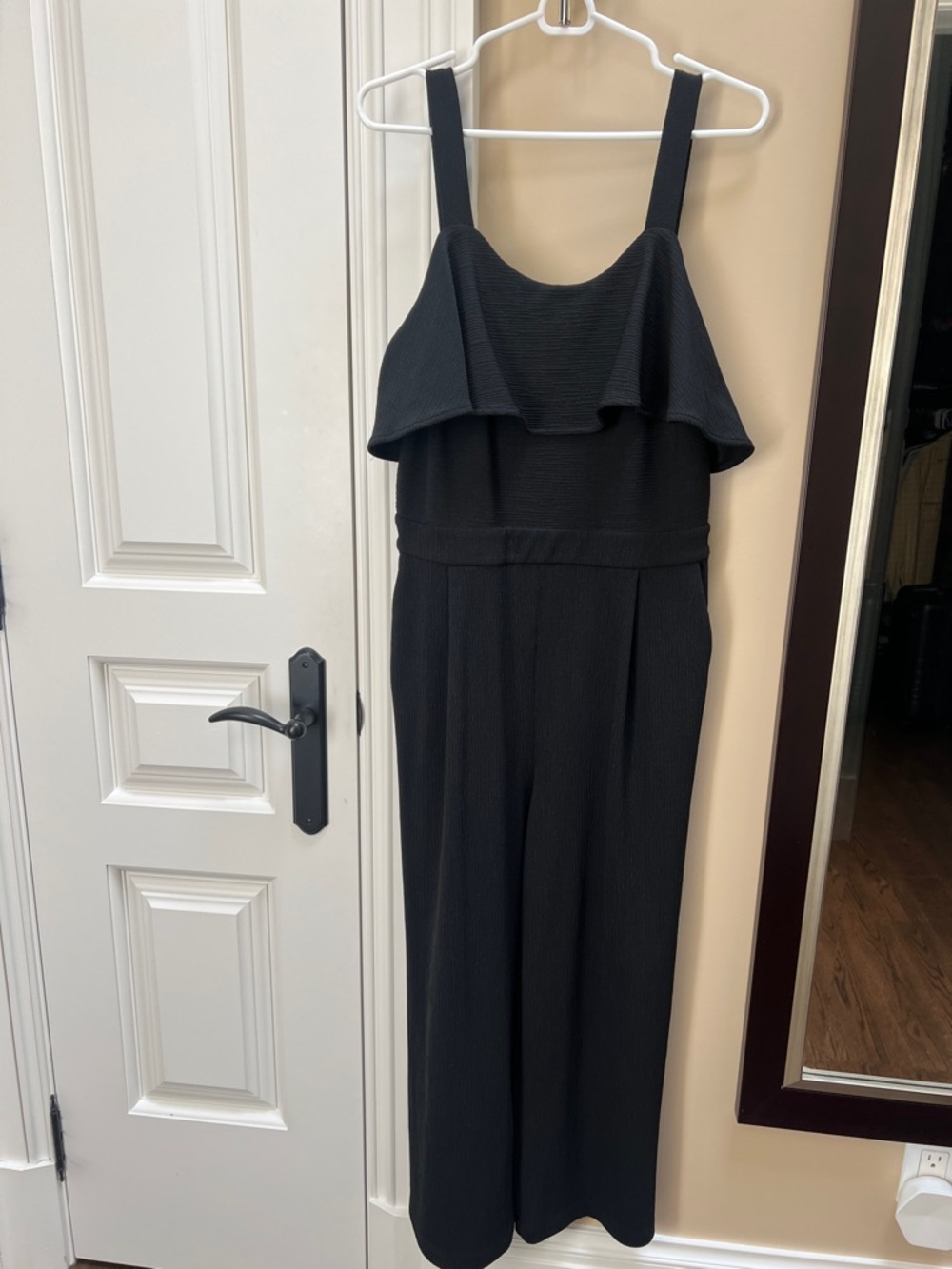 Joie Black Ruffle-Front Wide-Leg Jumpsuit